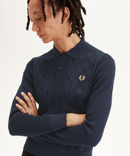 Textured Knitted Polo Shirt／テクスチャーニットポロシャツ
