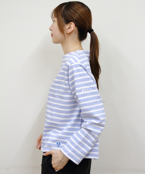 ORCIVAL（オーシバル）の「ORCIVAL/オーシバル　コットンロード　クルーネックロングスリーブプルオーバー　ボーダー　CREWNECK LONGSLEEVE P.O. BORDER　B259（Tシャツ/カットソー・レディース・ピンク/ブルー/ブラック/グリーン/スカイブルー・1）」の10枚目の写真