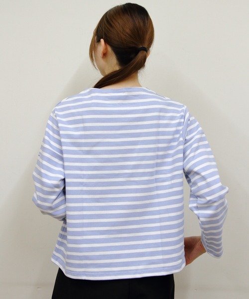 ORCIVAL（オーシバル）の「ORCIVAL/オーシバル　コットンロード　クルーネックロングスリーブプルオーバー　ボーダー　CREWNECK LONGSLEEVE P.O. BORDER　B259（Tシャツ/カットソー・レディース・ピンク/ブルー/ブラック/グリーン/スカイブルー・1）」の11枚目の写真