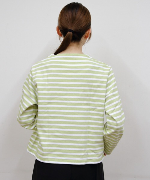 ORCIVAL（オーシバル）の「ORCIVAL/オーシバル　コットンロード　クルーネックロングスリーブプルオーバー　ボーダー　CREWNECK LONGSLEEVE P.O. BORDER　B259（Tシャツ/カットソー・レディース・ピンク/ブルー/ブラック/グリーン/スカイブルー・1）」の17枚目の写真