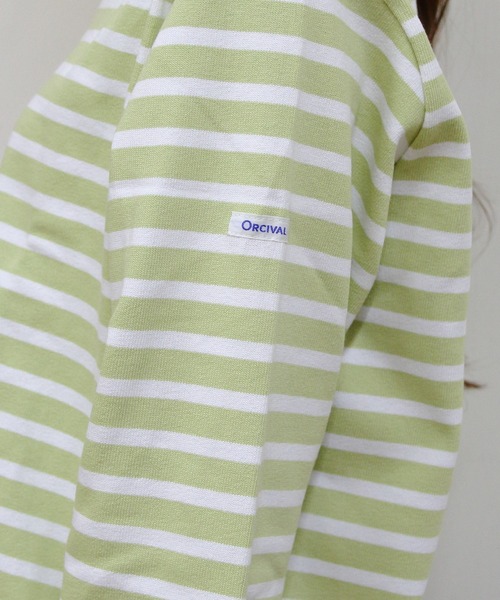ORCIVAL（オーシバル）の「ORCIVAL/オーシバル　コットンロード　クルーネックロングスリーブプルオーバー　ボーダー　CREWNECK LONGSLEEVE P.O. BORDER　B259（Tシャツ/カットソー・レディース・ピンク/ブルー/ブラック/グリーン/スカイブルー・1）」の14枚目の写真