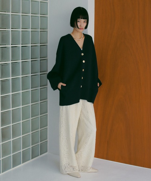 A part by（アパートバイ）の「スポンディッシュVカーディガン（カーディガン/ボレロ・レディース・ベージュ/ネイビー/グリーン系その他2/アイボリー/ブラック系その他2/ライトイエロー・FREE）」の7枚目の写真