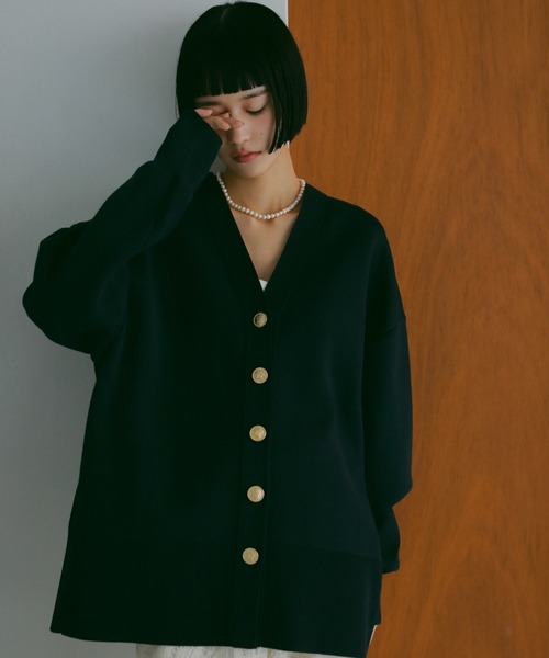 A part by（アパートバイ）の「スポンディッシュVカーディガン（カーディガン/ボレロ・レディース・ベージュ/ネイビー/グリーン系その他2/アイボリー/ブラック系その他2/ライトイエロー・FREE）」の8枚目の写真