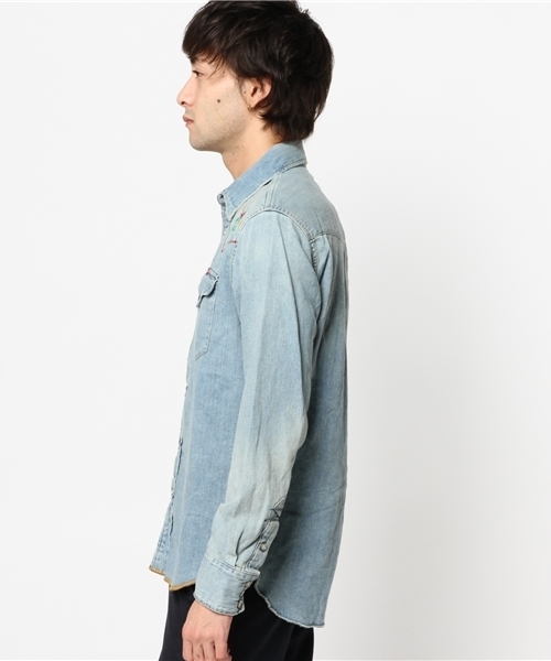 HYSTERIC GLAMOUR（ヒステリックグラマー）の「JUPITER刺繍USED加工 デニム長袖ウエスタンSH（シャツ/ブラウス・メンズ・インディゴブルー・MEDIUM/SMALL/LARGE）」の2枚目の写真