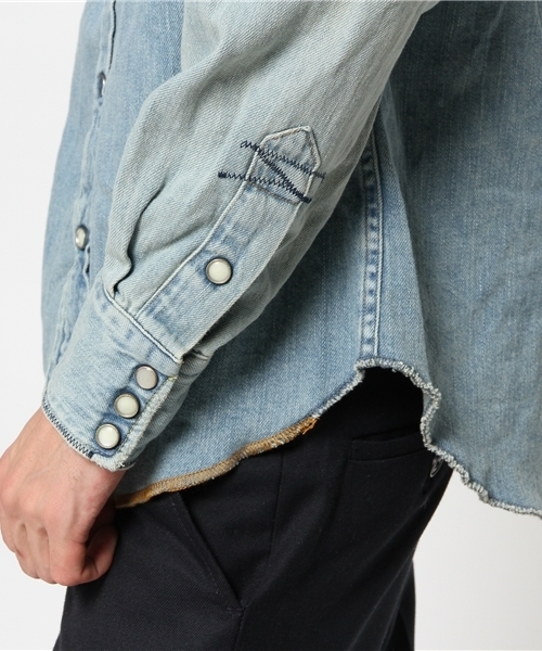 HYSTERIC GLAMOUR（ヒステリックグラマー）の「JUPITER刺繍USED加工 デニム長袖ウエスタンSH（シャツ/ブラウス・メンズ・インディゴブルー・MEDIUM/SMALL/LARGE）」の5枚目の写真