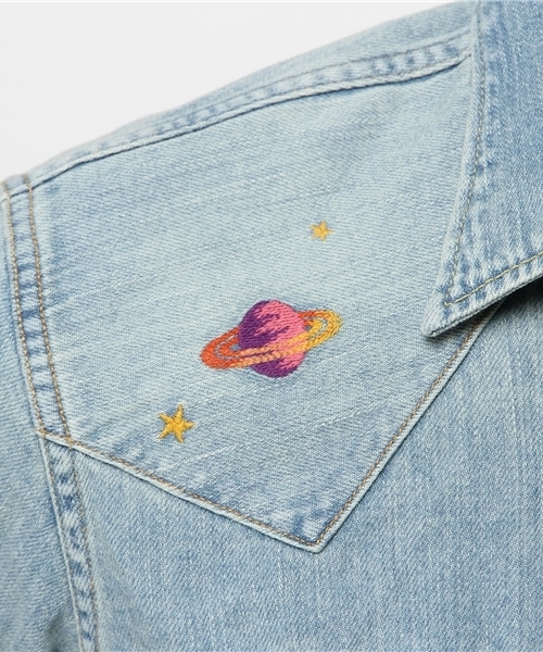 HYSTERIC GLAMOUR（ヒステリックグラマー）の「JUPITER刺繍USED加工 デニム長袖ウエスタンSH（シャツ/ブラウス・メンズ・インディゴブルー・MEDIUM/SMALL/LARGE）」の7枚目の写真