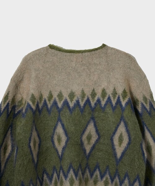 Needles（ニードルス）の「【NEEDLES/ニードルズ】Mohair Cardigon - Diamond（カーディガン/ボレロ・メンズ・オリーブ・S/M/L）」の8枚目の写真