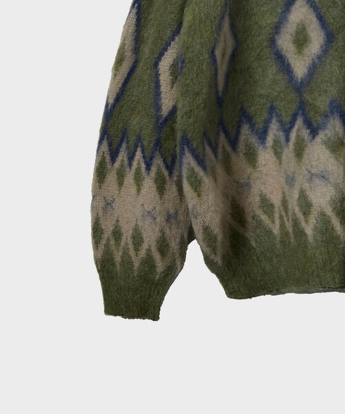 Needles（ニードルス）の「【NEEDLES/ニードルズ】Mohair Cardigon - Diamond（カーディガン/ボレロ・メンズ・オリーブ・S/M/L）」の9枚目の写真