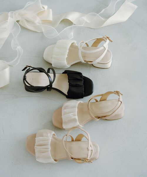 MAJESTIC LEGON（マジェスティックレゴン）の「浴衣にも♪【お気に入り15,000件超/高レビュー★★★★★】シアーギャザーサンダル（サンダル・レディース・ブラック系その他2/アイボリー/オフホワイト/ベージュ/ブラック/チャコールグレー/ピンク・SMALL/LARGE/MEDIUM/XXL/X-LARGE）」の8枚目の写真