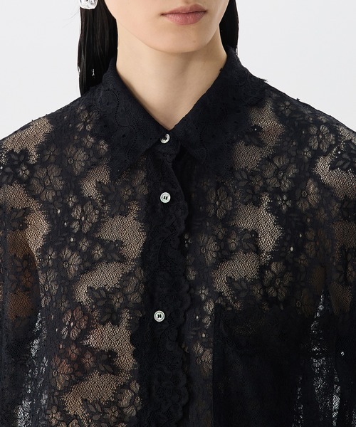 JNBY（ジェーエヌビーワイ）の「Sheer Lace Shirt / シアーレースシャツ（シャツ/ブラウス・レディース・ブラック・36/38/40）」の3枚目の写真