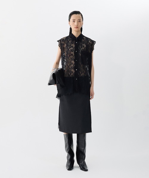 JNBY（ジェーエヌビーワイ）の「Sheer Lace Shirt / シアーレースシャツ（シャツ/ブラウス・レディース・ブラック・36/38/40）」の4枚目の写真