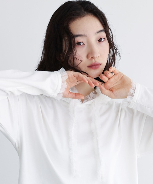 somari imagination(ソマリ イマジネーション)の「『チュールフードカットソー』(Tシャツ/カットソー・レディース・ブラック/オフホワイト・1/2)」の7枚目の写真