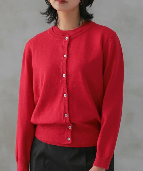 aquagarage（アクアガレージ）の「長袖ニットアンサンブル2点セット（カーディガン/ボレロ・レディース・イエロー/ベージュ/レンガ/グリーン/レッド/ライトグレー/グレイッシュベージュ/ライトピンク/ブラック/オフホワイト・L/M）」の9枚目の写真