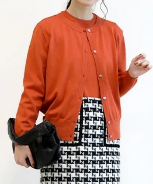 aquagarage（アクアガレージ）の「長袖ニットアンサンブル2点セット（カーディガン/ボレロ・レディース・イエロー/ベージュ/レンガ/グリーン/レッド/ライトグレー/グレイッシュベージュ/ライトピンク/ブラック/オフホワイト・L/M）」の10枚目の写真