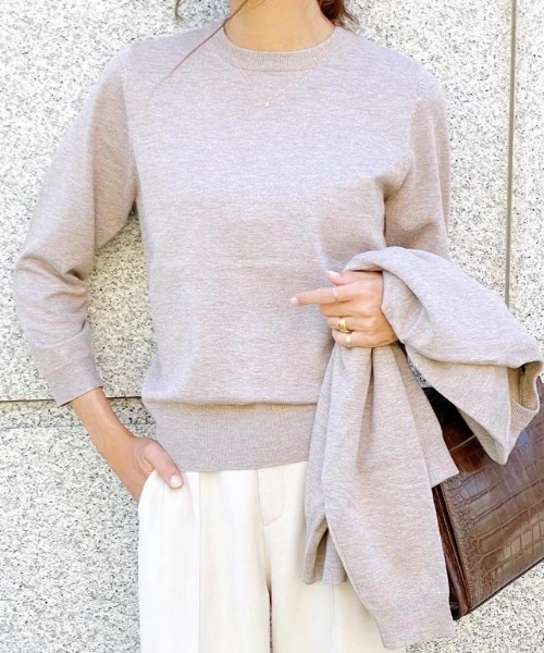 aquagarage（アクアガレージ）の「長袖ニットアンサンブル2点セット（カーディガン/ボレロ・レディース・イエロー/ベージュ/レンガ/グリーン/レッド/ライトグレー/グレイッシュベージュ/ライトピンク/ブラック/オフホワイト・L/M）」の3枚目の写真