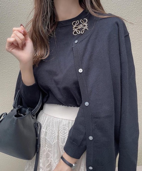 aquagarage（アクアガレージ）の「長袖ニットアンサンブル2点セット（カーディガン/ボレロ・レディース・イエロー/ベージュ/レンガ/グリーン/レッド/ライトグレー/グレイッシュベージュ/ライトピンク/ブラック/オフホワイト・L/M）」の13枚目の写真