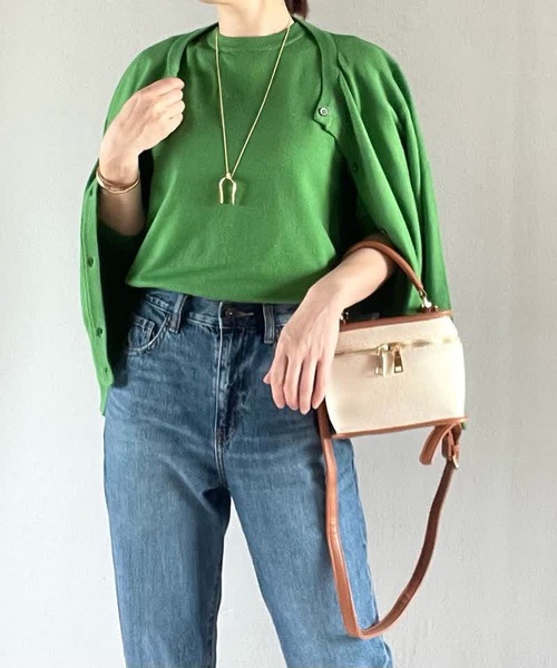 aquagarage（アクアガレージ）の「長袖ニットアンサンブル2点セット（カーディガン/ボレロ・レディース・イエロー/ベージュ/レンガ/グリーン/レッド/ライトグレー/グレイッシュベージュ/ライトピンク/ブラック/オフホワイト・L/M）」の20枚目の写真