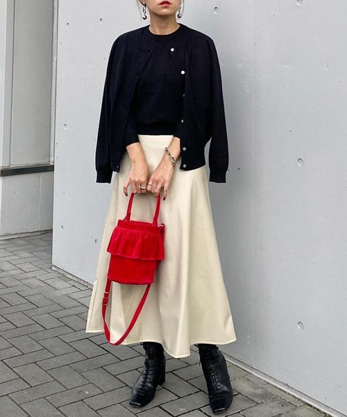 aquagarage（アクアガレージ）の「長袖ニットアンサンブル2点セット（カーディガン/ボレロ・レディース・イエロー/ベージュ/レンガ/グリーン/レッド/ライトグレー/グレイッシュベージュ/ライトピンク/ブラック/オフホワイト・L/M）」の21枚目の写真