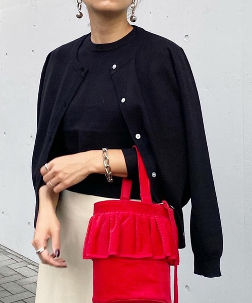 aquagarage（アクアガレージ）の「長袖ニットアンサンブル2点セット（カーディガン/ボレロ・レディース・イエロー/ベージュ/レンガ/グリーン/レッド/ライトグレー/グレイッシュベージュ/ライトピンク/ブラック/オフホワイト・L/M）」の14枚目の写真