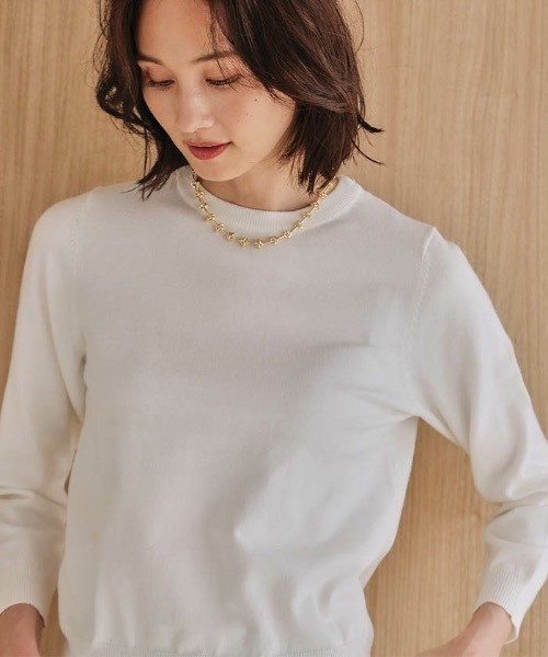 aquagarage（アクアガレージ）の「長袖ニットアンサンブル2点セット（カーディガン/ボレロ・レディース・イエロー/ベージュ/レンガ/グリーン/レッド/ライトグレー/グレイッシュベージュ/ライトピンク/ブラック/オフホワイト・L/M）」の18枚目の写真