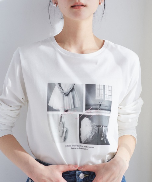 VIS（ビス）の「プリントアソートロンT（Tシャツ/カットソー・レディース・ライトグレー/ホワイト/ホワイト系その他・FREE）」の3枚目の写真