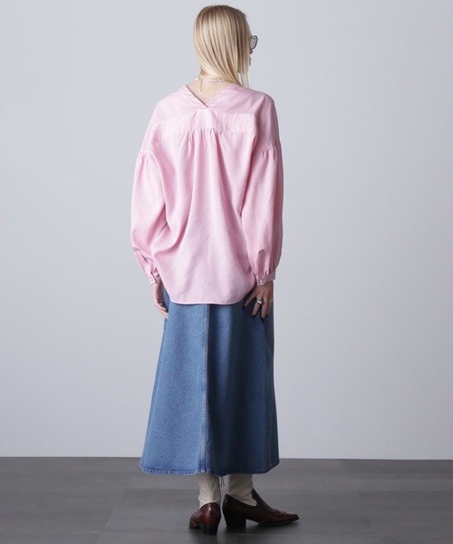 ブラウス シャツ (GENE HEAVENS)COTTON PEARL BUTTON V NECKＳHIRT レディース ROSE BUD ブラウス シャツ (GENE HEAVENS)COTTON PEARL BUTTON V