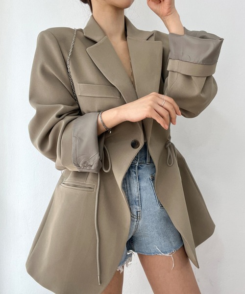 Jasmine Grandiflorum（ジャスミングランディフローラム）の「【Jasmine】ドロストテーラードシャケット（テーラードジャケット・レディース・ベージュ/ブラック・FREE）」の13枚目の写真