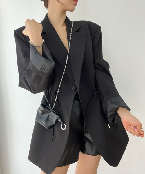 Jasmine Grandiflorum（ジャスミングランディフローラム）の「【Jasmine】ドロストテーラードシャケット（テーラードジャケット・レディース・ベージュ/ブラック・FREE）」の4枚目の写真