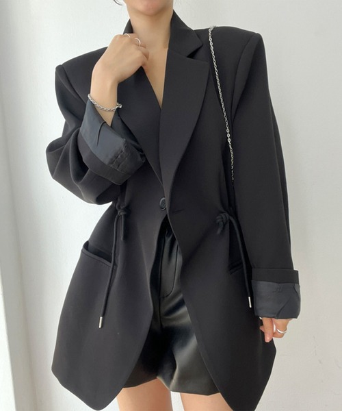 Jasmine Grandiflorum（ジャスミングランディフローラム）の「【Jasmine】ドロストテーラードシャケット（テーラードジャケット・レディース・ベージュ/ブラック・FREE）」の3枚目の写真