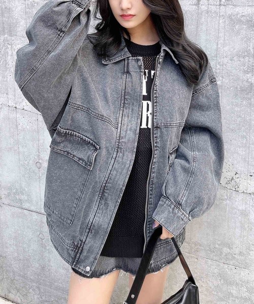 INGNI（イング）の「BIGデニムジップジャケット（デニムジャケット・レディース・ブルー系1/ブルー系その他/ブラック系その他3・M）」の4枚目の写真