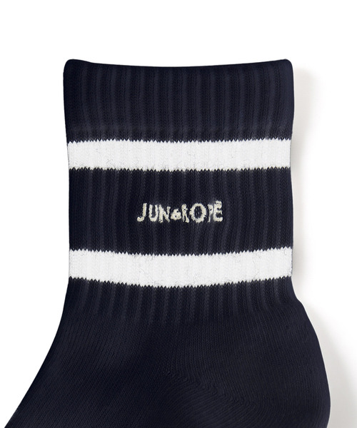 JUN&ROPE'(ジュンアンドロペ)の「ライン使いミディ丈ソックス(ソックス/靴下・レディース・ネイビー/ピンク/グレー・FREE)」の8枚目の写真