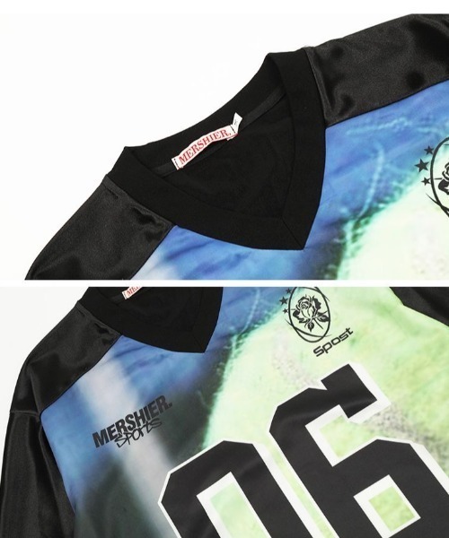 セール】数字プリントVネックスポーツTシャツジャージ（Tシャツ