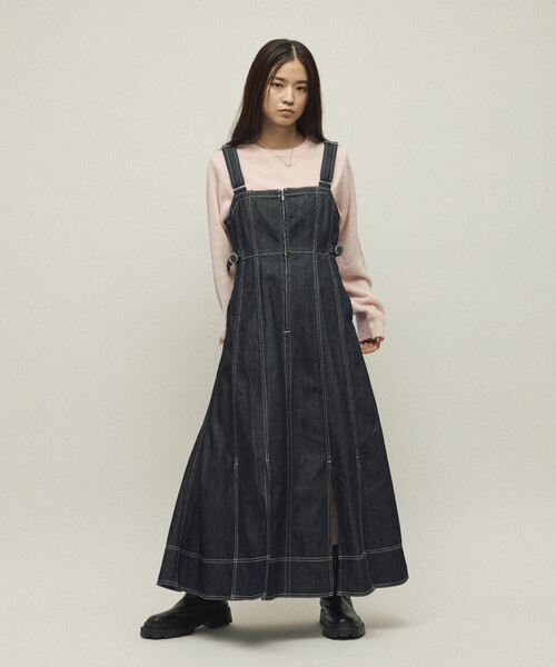 Firsthand(ファーストハンド)の「Firsthand/ファーストハンド デニムマーメイドワンピース / Aライン スリット サロペットデニムワンピース / ジャンパースカート(ワンピース・レディース・ネイビー/ブラック・FREE)」の1枚目の写真