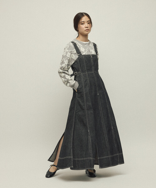 Firsthand(ファーストハンド)の「Firsthand/ファーストハンド デニムマーメイドワンピース / Aライン スリット サロペットデニムワンピース / ジャンパースカート(ワンピース・レディース・ネイビー/ブラック・FREE)」の2枚目の写真