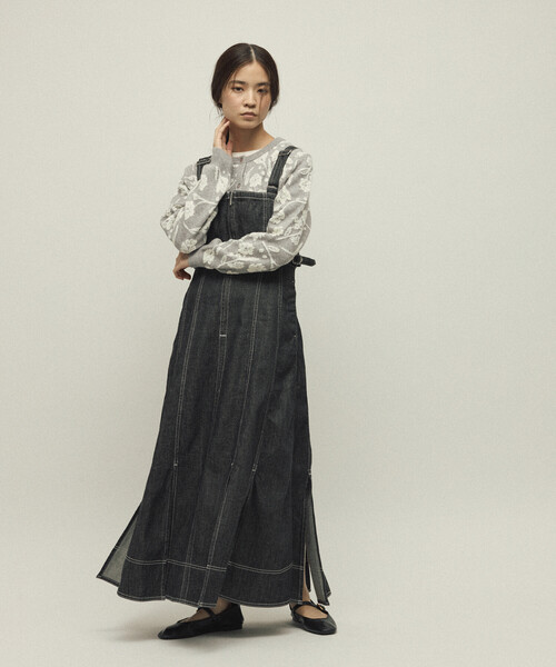 Firsthand(ファーストハンド)の「Firsthand/ファーストハンド デニムマーメイドワンピース / Aライン スリット サロペットデニムワンピース / ジャンパースカート(ワンピース・レディース・ネイビー/ブラック・FREE)」の7枚目の写真