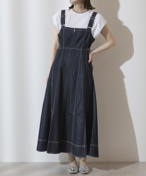 Firsthand(ファーストハンド)の「Firsthand/ファーストハンド デニムマーメイドワンピース / Aライン スリット サロペットデニムワンピース / ジャンパースカート(ワンピース・レディース・ネイビー/ブラック・FREE)」の11枚目の写真