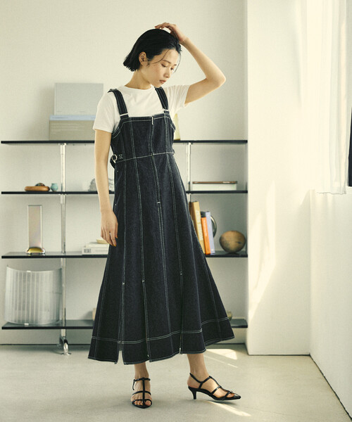 Firsthand(ファーストハンド)の「Firsthand/ファーストハンド デニムマーメイドワンピース / Aライン スリット サロペットデニムワンピース / ジャンパースカート(ワンピース・レディース・ネイビー/ブラック・FREE)」の12枚目の写真