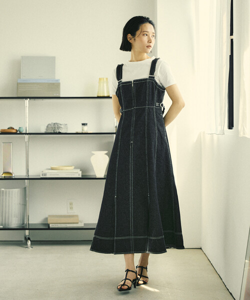Firsthand(ファーストハンド)の「Firsthand/ファーストハンド デニムマーメイドワンピース / Aライン スリット サロペットデニムワンピース / ジャンパースカート(ワンピース・レディース・ネイビー/ブラック・FREE)」の17枚目の写真
