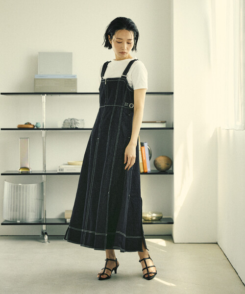 Firsthand(ファーストハンド)の「Firsthand/ファーストハンド デニムマーメイドワンピース / Aライン スリット サロペットデニムワンピース / ジャンパースカート(ワンピース・レディース・ネイビー/ブラック・FREE)」の18枚目の写真