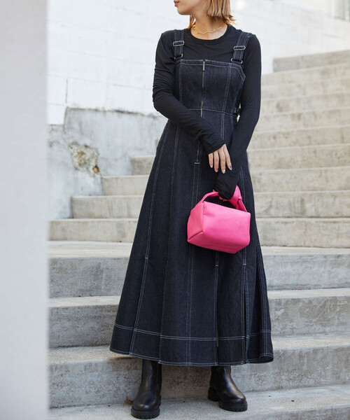 Firsthand(ファーストハンド)の「Firsthand/ファーストハンド デニムマーメイドワンピース / Aライン スリット サロペットデニムワンピース / ジャンパースカート(ワンピース・レディース・ネイビー/ブラック・FREE)」の21枚目の写真