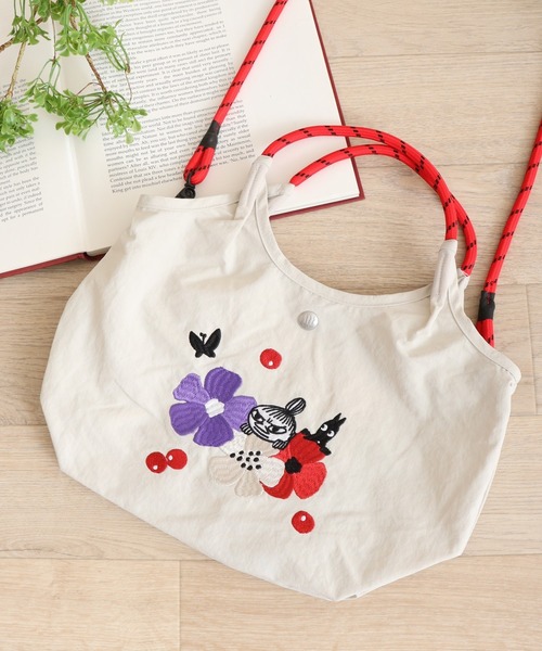 セール】MOOMIN 刺繍デザインナイロン2WAYハンドバッグ