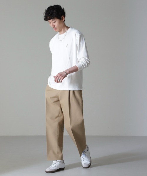 NANO universe（ナノユニバース）の「コットンダブルクロステーパークロップドパンツ（その他パンツ・メンズ・ベージュ/ネイビー・L/S/M）」の3枚目の写真