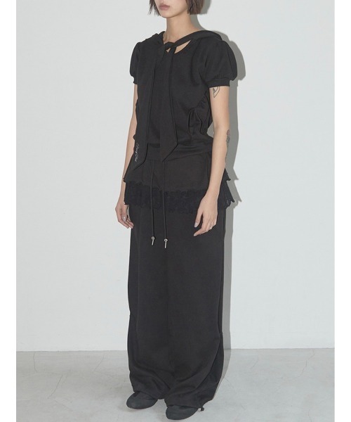 FANCY CLUB(ファンシークラブ)の「【FANCY CLUB】FRILL LACE BUTTON SWEATPANTS / 【ファンシークラブ】フリルレースレイヤードボタンスウェットパンツ(スウェットパンツ・レディース・杢グレー/ブラック・ONE SIZE)」の8枚目の写真