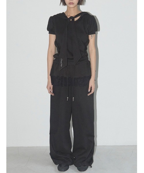 FANCY CLUB(ファンシークラブ)の「【FANCY CLUB】FRILL LACE BUTTON SWEATPANTS / 【ファンシークラブ】フリルレースレイヤードボタンスウェットパンツ(スウェットパンツ・レディース・杢グレー/ブラック・ONE SIZE)」の7枚目の写真