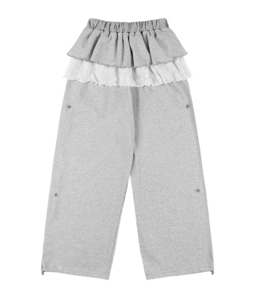 セール】【FANCY CLUB】FRILL LACE BUTTON SWEATPANTS