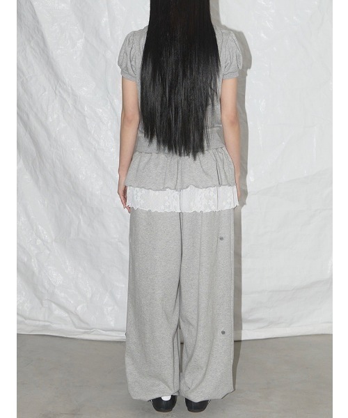 【FANCY CLUB】frill lace button sweatpants ★人気★追跡付 セール】【FANCY CLUB】FRILL LACE BUTTON SWEATPANTS