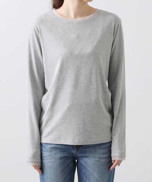 Gready Brilliant(グレディブリリアン)の「チュールクルーネックリブカットソー(Tシャツ/カットソー・レディース・トップグレー/アイボリー・FREE)」の8枚目の写真