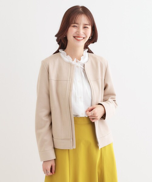 DRESKIP(ドレスキップ)の「【S-LL】大人上品な やわらかスエード調ブルゾン(ブルゾン・レディース・アイボリー/チャコールグレー/ナチュラル・01/02/03/04)」の9枚目の写真