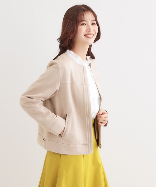 DRESKIP(ドレスキップ)の「【S-LL】大人上品な やわらかスエード調ブルゾン(ブルゾン・レディース・アイボリー/チャコールグレー/ナチュラル・01/02/03/04)」の10枚目の写真