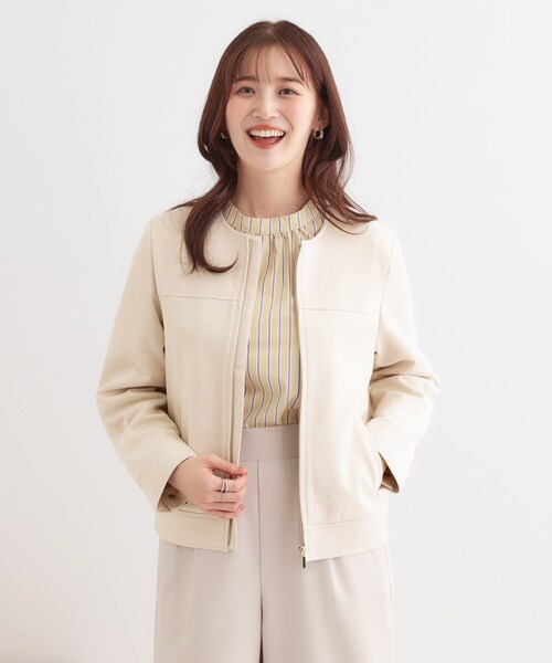 セール】【S-LL】大人上品な やわらかスエード調ブルゾン（ブルゾン